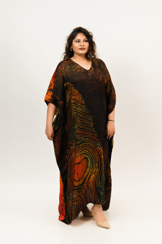 Sunset Feather Silk Kaftan