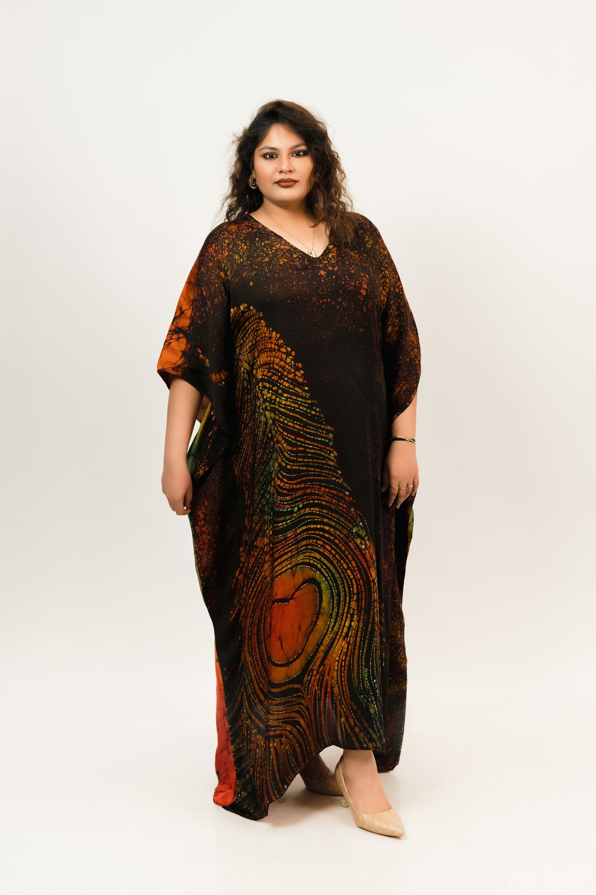 Sunset Feather Silk Kaftan