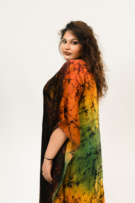 Sunset Feather Silk Kaftan