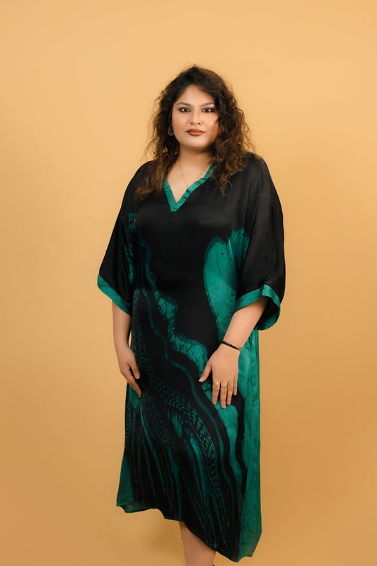 Green Wave Silk Dress