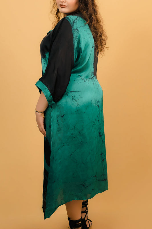 Green Wave Silk Dress